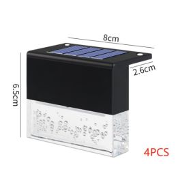 Waterproof New RGB LED Solar Light Step Fence Light (Option: Black4PC)